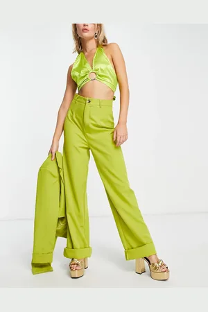 Public Desire Pantalones de sastre color lima de pernera ancha de (parte de un conjunto)-Verde