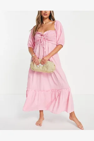 River Island Vestido playero midi amplio con diseño fruncido de