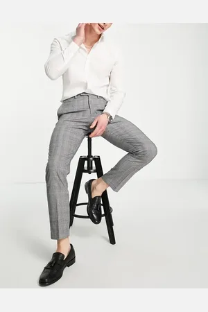 French Connection Pantalones de traje grises a cuadros de