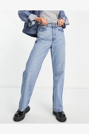 Dr Denim Vaqueros de talle alto y pernera ancha con lavado claro Echo de -Azul