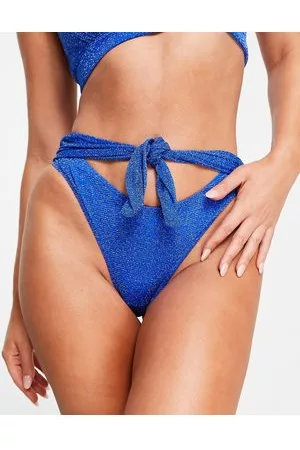 Ann Summers Braguitas de bikini de talle alto anudadas con detalle de strass en la parte posterior de -Azul