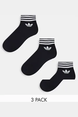 adidas Pack de 3 pares de calcetines tobilleros negros con trébol adicolor de