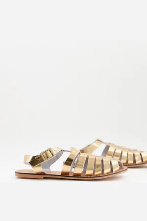 ASOS Zapatos color dorado metalizado planos estilo cangrejeras de cuero Marina de
