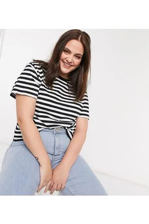ASOS Camiseta negra y blanca a rayas Ultimate de ASOS DESIGN Curve-Multicolor