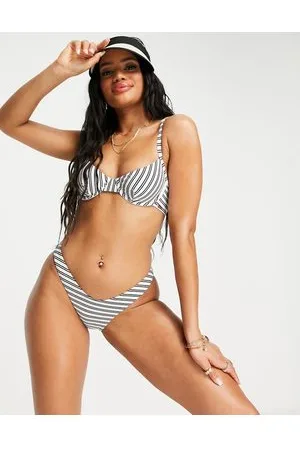 Free Society Braguitas de bikini a rayas monocromáticas de pernera alta de -Multicolor