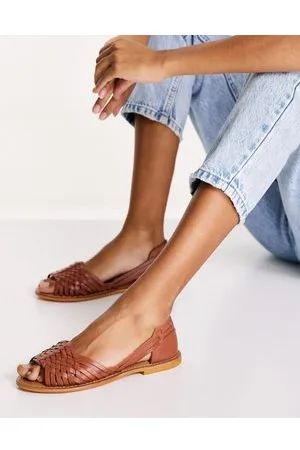 ASOS Sandalias tostadas planas con diseño entretejido de cuero Francis de -Marrón
