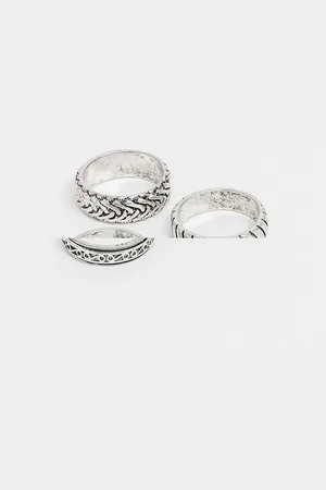 ASOS Pack de 3 anillos pulido con diseños grabados de