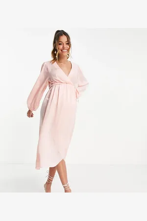 River Island Vestido midi cruzado de satén de