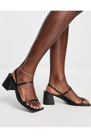 Public Desire Sandalias negras con diseño de tiras y tacón medio de poliuretano Just Realise de -Negro