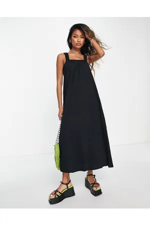 ONLY Vestido largo amplio con escote cuadrado de