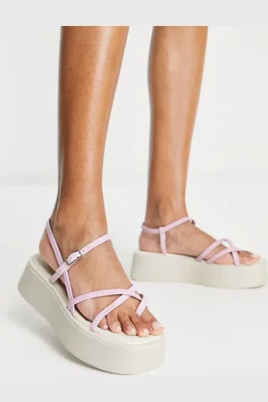Vagabond Sandalias rosas con plataforma plana y diseño de tiras de cuero Courtney de -Morado