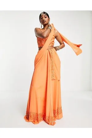 Maya Deluxe Falda larga estilo lehenga con bandas adornadas de Maya