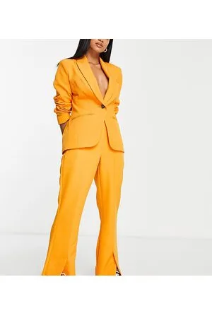 River Island Pantalones naranjas de campana con abertura de (parte de un conjunto)