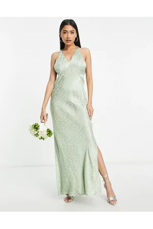 Topshop Vestido lencero color con diseño de corazones de jacquard de -Verde