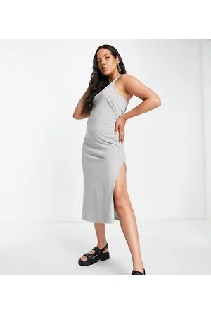 River Island Vestido midi gris estilo camiseta de