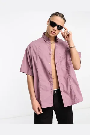 ASOS Camisa color de corte cuadrado extragrande con acabado lavado de popelina de -Morado