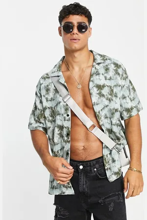 River Island Camisa con solapas y estampado de palmeras de -Negro
