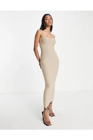 Pretty Lavish Vestido midi de punto ligero Keisha de - neutro