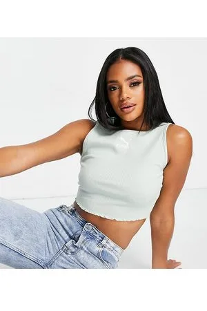 PUMA Top corto pastel sin mangas con borde ondulado de Classics