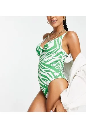 Peek & Beau Bañador verde de copas grandes con aro y estampado de cebra exclusivo de -Multicolor