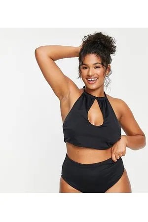 ASOS Top de bikini con cuello halter y abertura Mix & Match de Curve