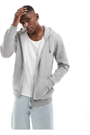 Only & Sons Sudadera gris clara con cremallera de