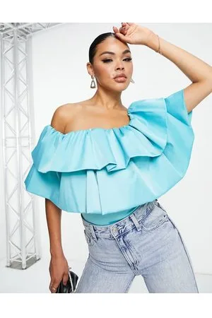 ASOS Body de fiesta con escote Bardot y dos hileras de volantes Ultimate Going Out de