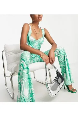Collective The Label Pantalones verdes con estampado ondulado exclusivos de (parte de un conjunto)