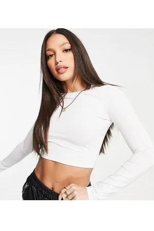 ASOS Camiseta corta blanca ajustada de manga larga de ASOS DESIGN Tall