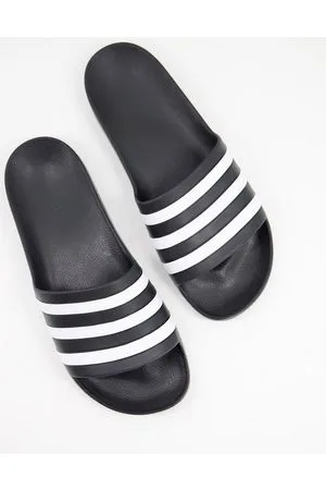 adidas Sandalias negras y blancas sin cierres Adilette de adidas Swim