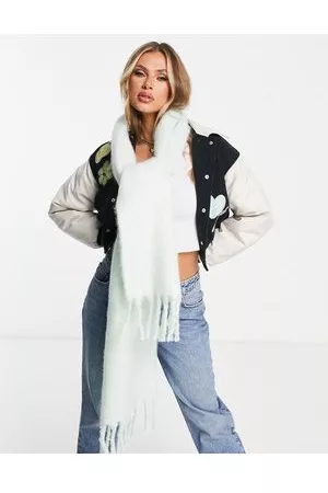 ASOS Bufanda verde con diseño color block de punto mullido de
