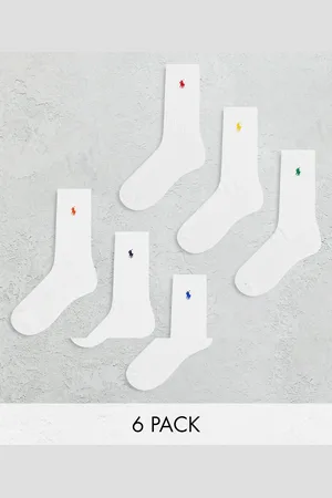 Ralph Lauren Pack de 6 pares de calcetines deportivos blancos con logo de pony multicolor de