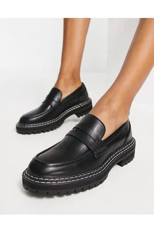 ONLY Mocasines negros con pespuntes en contraste de