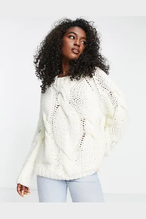 ASOS Jersey color de punto de ochos tejido a mano de -Blanco