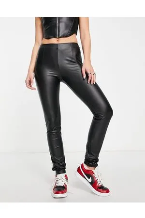 Noisy May Leggings negros de cuero sintético de