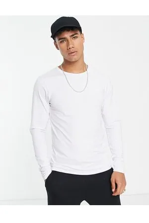 JACK & JONES Camiseta de manga larga en blanco Essentials de