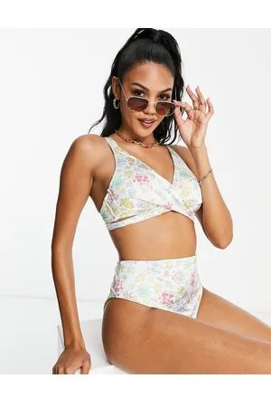 ASOS Top de bikini de copas grandes cruzado con aros y Mix & Match de -Multicolor