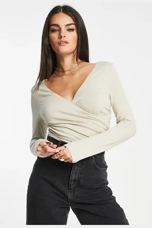ASOS Body color cruzado de manga larga de -Marrón