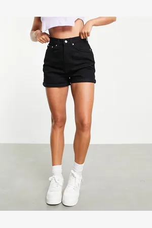 NA-KD Pantalones cortos vaqueros mom azul claro con bajos vueltos de algodón de