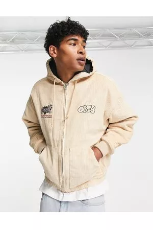 Obey Chaqueta color con capucha de pana Duke de -Blanco