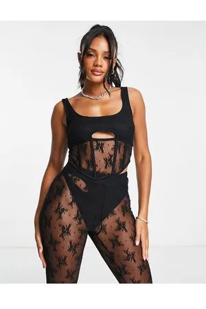 Simmi London Top estilo corsé con inserto de encaje con diseño floral de SIMMI (parte de un conjunto)
