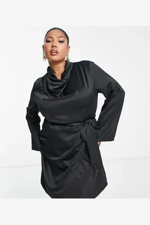 River Island Vestido con cuello subido de satén de