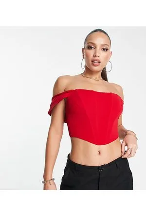 Jaded Rose Top estilo corsé con manga drapeada de