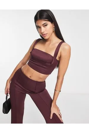 ASOS Camiseta sin mangas con detalle en el pecho de neopreno de (parte de un conjunto)-Rojo