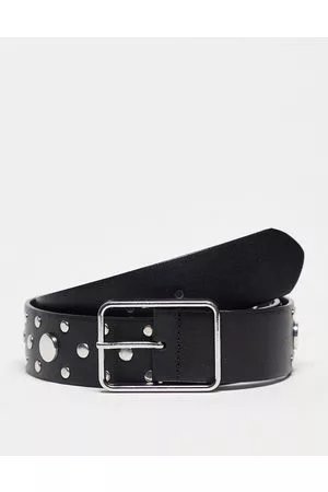 ASOS Cinturón para cintura y cadera con hebilla cuadrada y tachuelas de