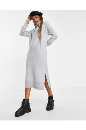 ONLY Vestido midi claro estilo jersey con cuello vuelto de