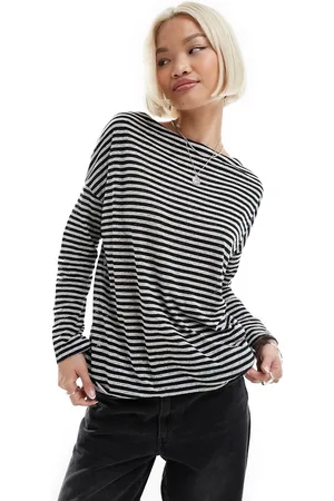 AllSaints Top a rayas negras de manga larga Rita de