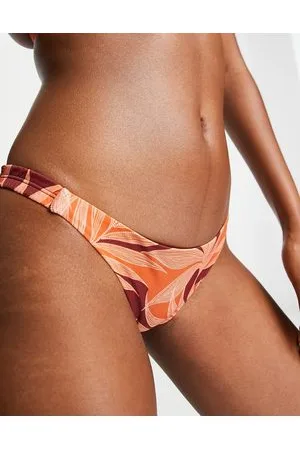 Accessorize Braguitas de bikini con laterales estrechos y estampado tropical de