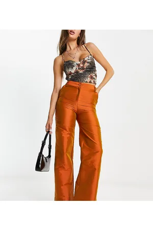 COLLUSION Pantalones color óxido iridiscente cargo de pernera recta de tafetán de