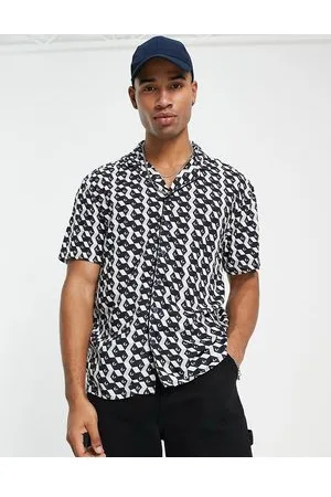 New Look Camisa blanca con estampado geométrico y ribetes de -Blanco